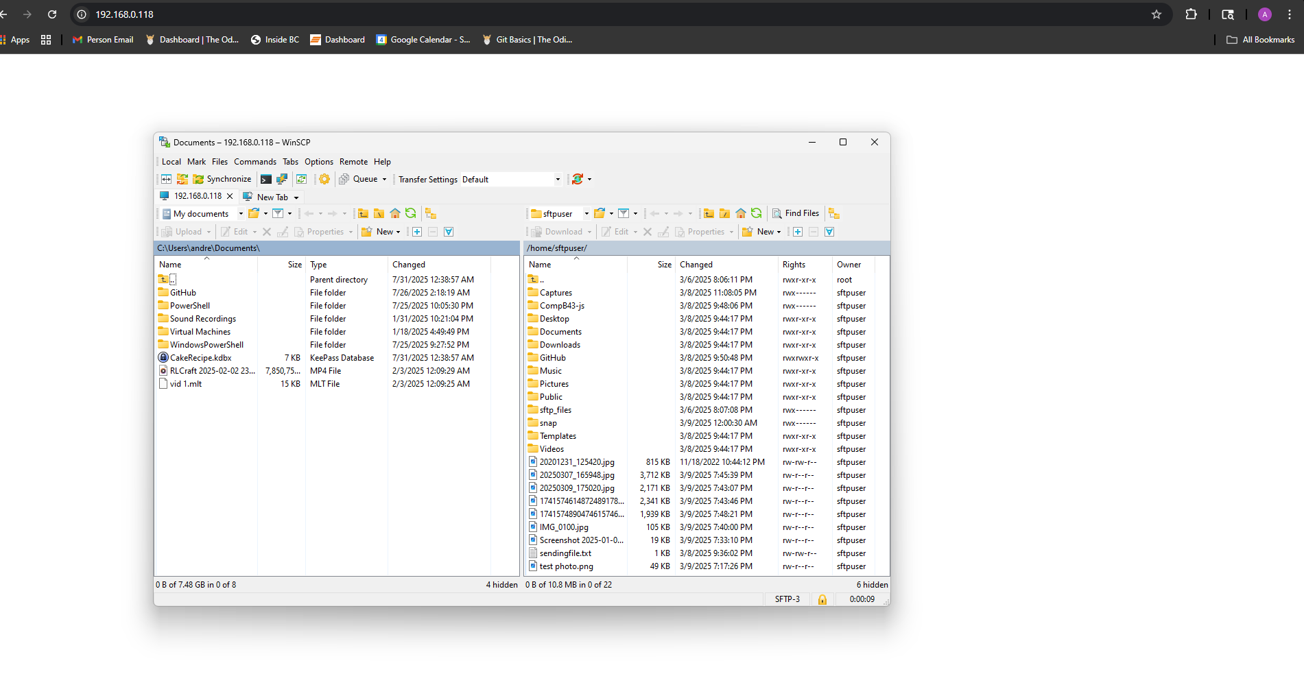 SFTP Server Access Screenshot